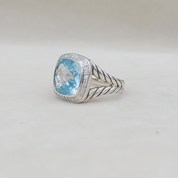 David Yurman Albion Ring With Blue Topaz And Diamonds - Picture 6 of 13